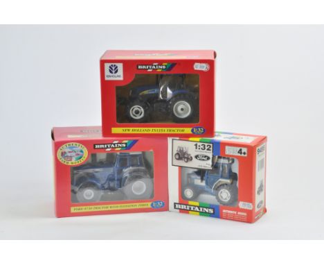 Britains Farm Ford 8730 Tractor with Flotation Tyres, New Holland TS125A and Ford 2120 Tractor. All A in A/B Boxes. (3)