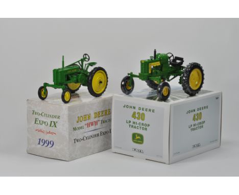 Ertl 1/16 Scale John Deere HWH Tractor (1999 Two Cylinder Expo Edition) plus John Deere 430 Hi Crop (Expo Edition). Both A in