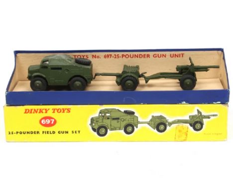 Dinky No.697 "Field Gun" Set comprising of Quad Tractor, Ammunition Trailer and Field Gun. A/B in B/C box.