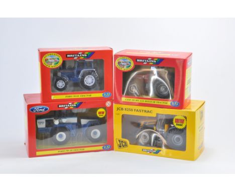 Britains Ford 5610 Tractor, Case MX135, Ford FW30 and JCB 8250 Fastrac. All A in A/B Boxes. (4)