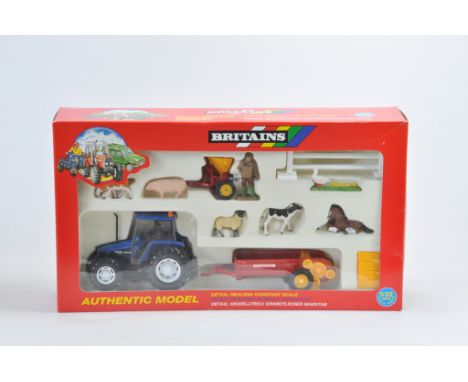 Britains New Holland 6635 Tractor and Implement Gift Set. A in A/B Box.