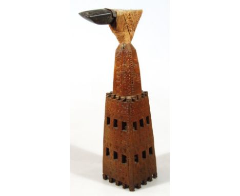 A 19thC Cook Islands square foot ceremonial Mangaian adze, 47cm high.