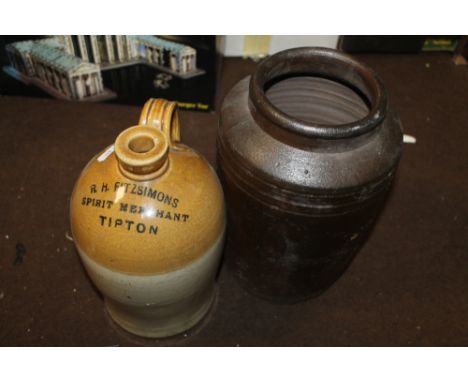 A STONEWARE JAR 'R H FITZSIMONS, TIPTON' TOGETHER WITH A STONEWARE VASE