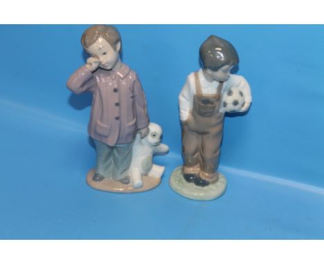 TWO NAO FIGURES - BOY WITH FOOTBALL AND BOY WITH TEDDY BEAR  (2)