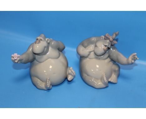 TWO NAO FIGURES - SEATED GORILLAS