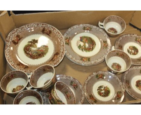 A TRAY OF JENNY LIND CUPS, SAUCERS AND SIDE PLATES