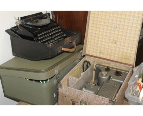 A REMINGTON TYPEWRITER TOGETHER WITH A BERNINA ELECTRIC SEWING MACHINE AND A PROJECTOR A/F