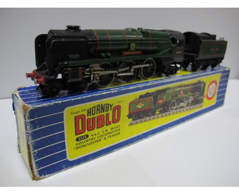 A Hornby Dublo No. 3235 Three Rail 4-6-2 West Country 'Dorchester' R/No. 34042, overall very good:- Boxed 