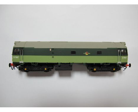 A 'OO' Scale Built Up Model of a Class 25 Diesel by DJH, finished in two tone BR green, R/No. D7587. Finished to a good stand