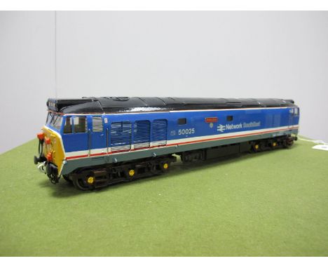 An O/7mm Gauge Scale Brass Model of English Electric Co-Co Class 50 Diesel Locomotive, painted in Network South East livery a