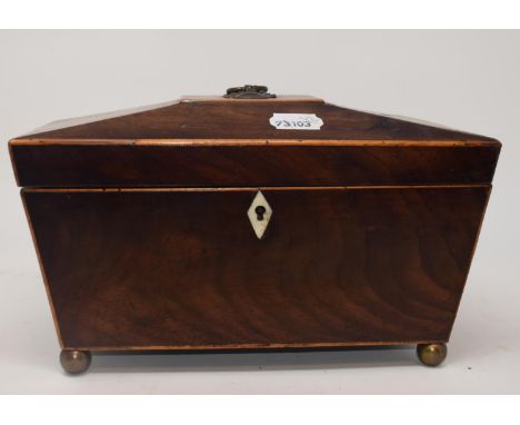 A 19th century mahogany tea caddy, an oval tray, and other items 