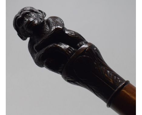 A 19th century walking stick, with carved handle, in the form of a monkey, 86 cmMore images loaded on our website today Overa