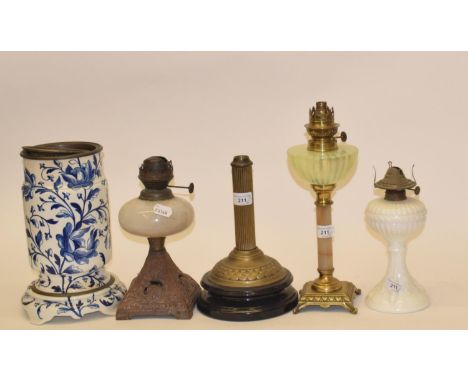 A collection of oil lamp parts (qty) 