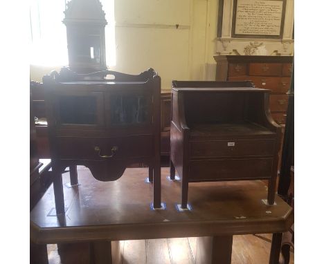 A 19th century mahogany serpentine front commode, (converted), and another similar (2) 