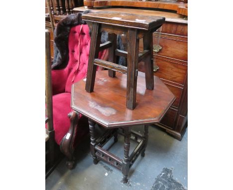 SMALL OAK JOINT STOOL AND PARLOUR TABLE