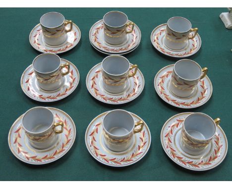 SET OF NINE COPELAND SPODE NEWSTONE COFFEE CANS WITH SAUCERS
