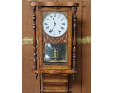 INLAID MAHOGANY WALL CLOCK