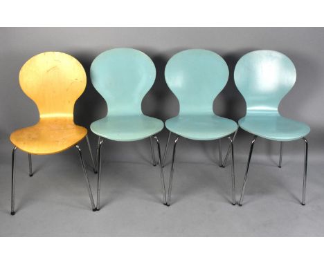 A Set Of Three Plus One Vintage Style Stacking Chairs 