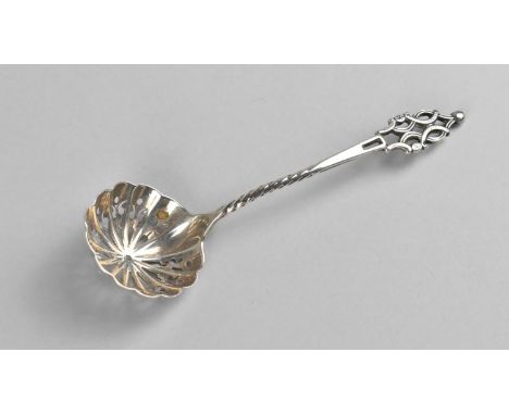 A Georgian Silver Sifter Spoon with Pierced Bowl and Finial 