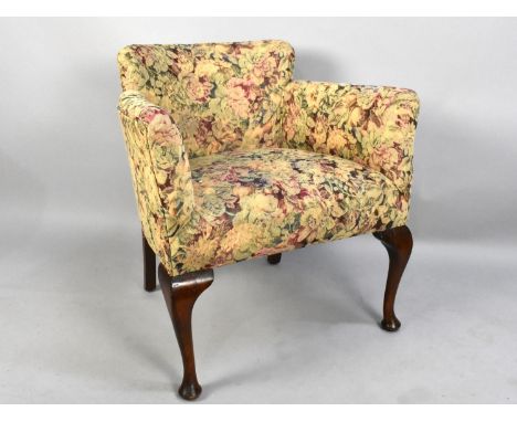 A Mid 20th Century Tapestry Upholstered Ladies Tub Chair on Cabriole Supports 