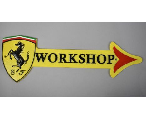 A Reproduction Cast Metal Cold Painted Pointer Arrow for Ferrari Workshop, 44cms Long 