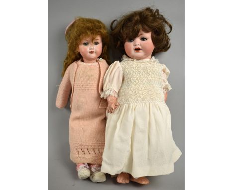 Two Vintage Armand Marseille Dolls with Closing Eyes and Open Mouths, Composition Bodies 