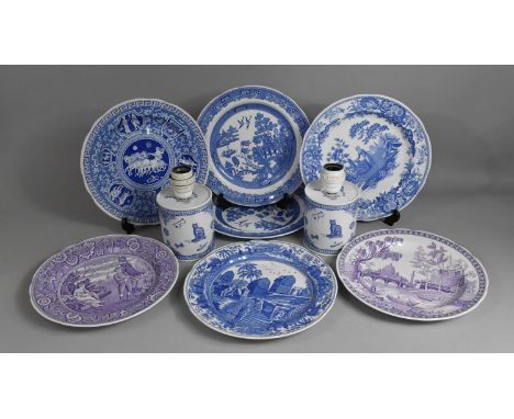 A Collection of The Spode Blue Room Collection and Archive Collection Plates to Comprise "Willow", "Girl at Well", "Greek", "