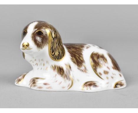 A Royal Crown Derby Paperweight, Scruff, Gold Button 