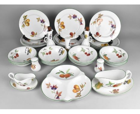 A Collection of Royal Worcester Evesham Vale Dinnerwares to Comprise Plates, Bowls. Cruets, Sauce Boats and Stands etc 