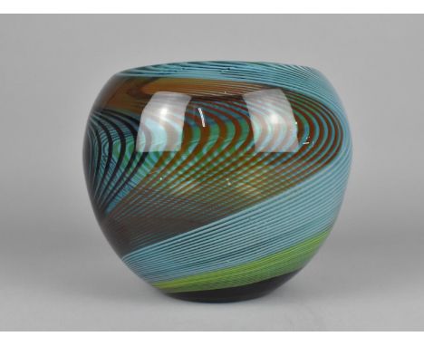 A Large Art Glass Vase with Swirled Decoration, 17cm high 