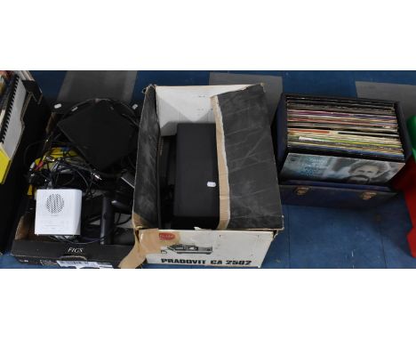 A Collection of Various Electrical Sundries, Leitz Projector and a Case of Records etc 