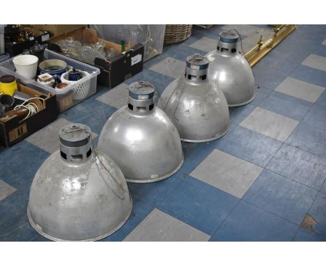 A Set of Four Vintage Industrial Pendant Light Fittings 