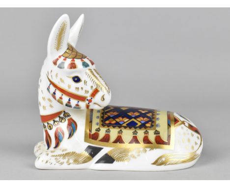 A Royal Crown Derby Paperweight, Donkey, Gold Button 