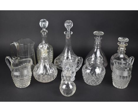 A Collection of 19th and 20th Century Glass to Comprise Decanters, Jugs etc (Some Condition Issues) 
