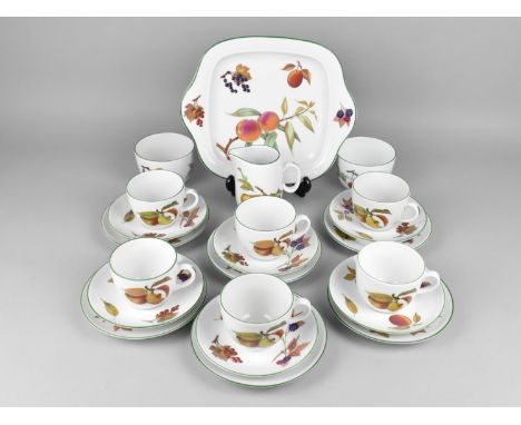 A Royal Worcester Evesham Vale Tea Set to Comprise Six Cups, Six Saucers, Six Side Plates, Jug, Two Sugar Bowls and a Cake Pl