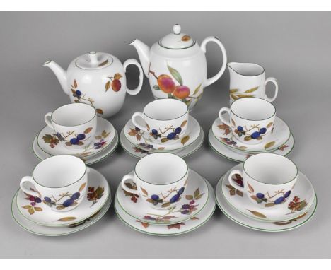 A Royal Worcester Evesham Vale Tea Set to Comprise Six Cups, Saucers, Side Plates, Teapots and a Jug 