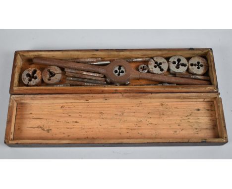 A Vintage Wooden Cased Tap and Die Set 