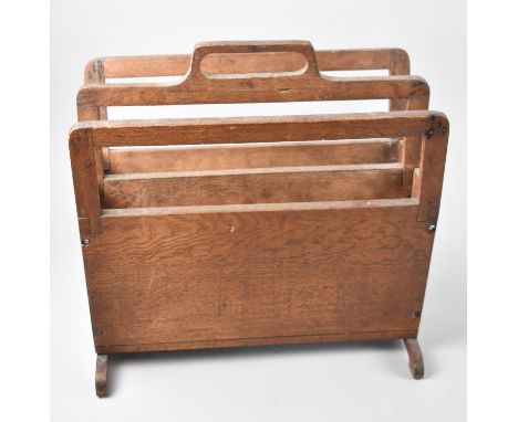 A Vintage Oak Two Division Magazine Rack, 35cms Wide 