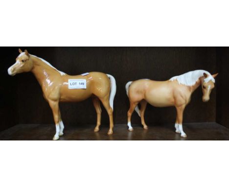 Two Beswick porcelain light brown horses