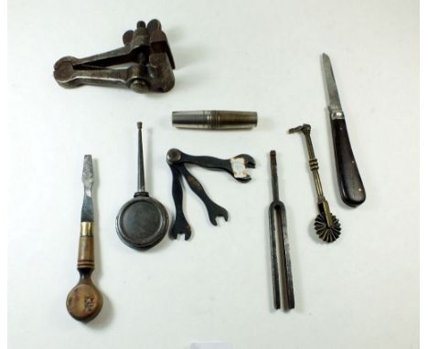 A box of collectable's including old tools, pen knife etc 