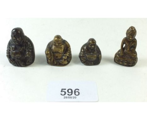 Four oriental bronze gold/coin weights