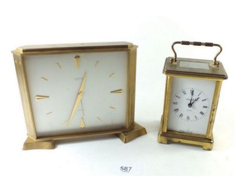 A Bayard brass carriage clock and a Looping mantel clock