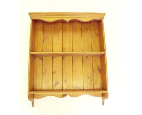 A pine two tier wall shelf, 65 wide x 78cm tall