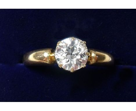 An 18ct gold solitaire diamond ring approx 1 ct, size O 