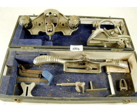 A selection of vintage tools and accessories to include a Stanley No 71 router plane with various cutters, a Stanley No 66 ha