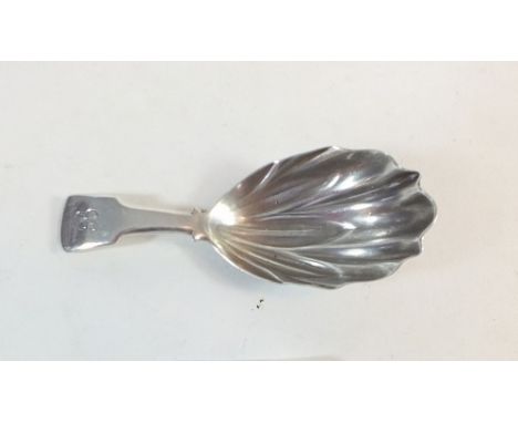 A Georgian silver caddy spoon with shell formed bowl - no town mark - possibly London 1807