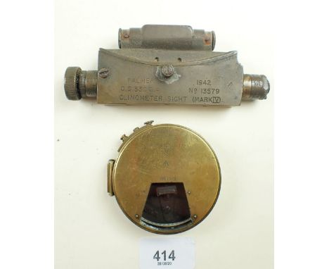 A Vickers military clinometer gun sight  and a Short and Mason Ltd clinometer