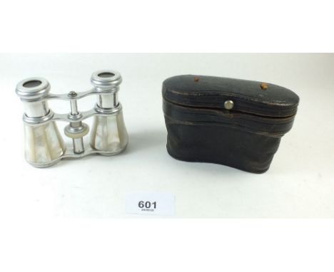 A mother of pearl pair of opera glasses - cased