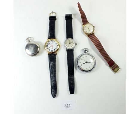 A vintage Ceres gents mechanical wrist watch, an Ingersol wrist watch, pocket watch and a compass etc