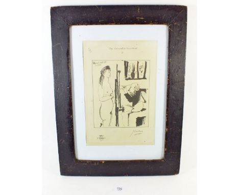 Picasso print 'Comedie Humaine' - print Copie D'prevue, signed in pencil 29 x 20cm